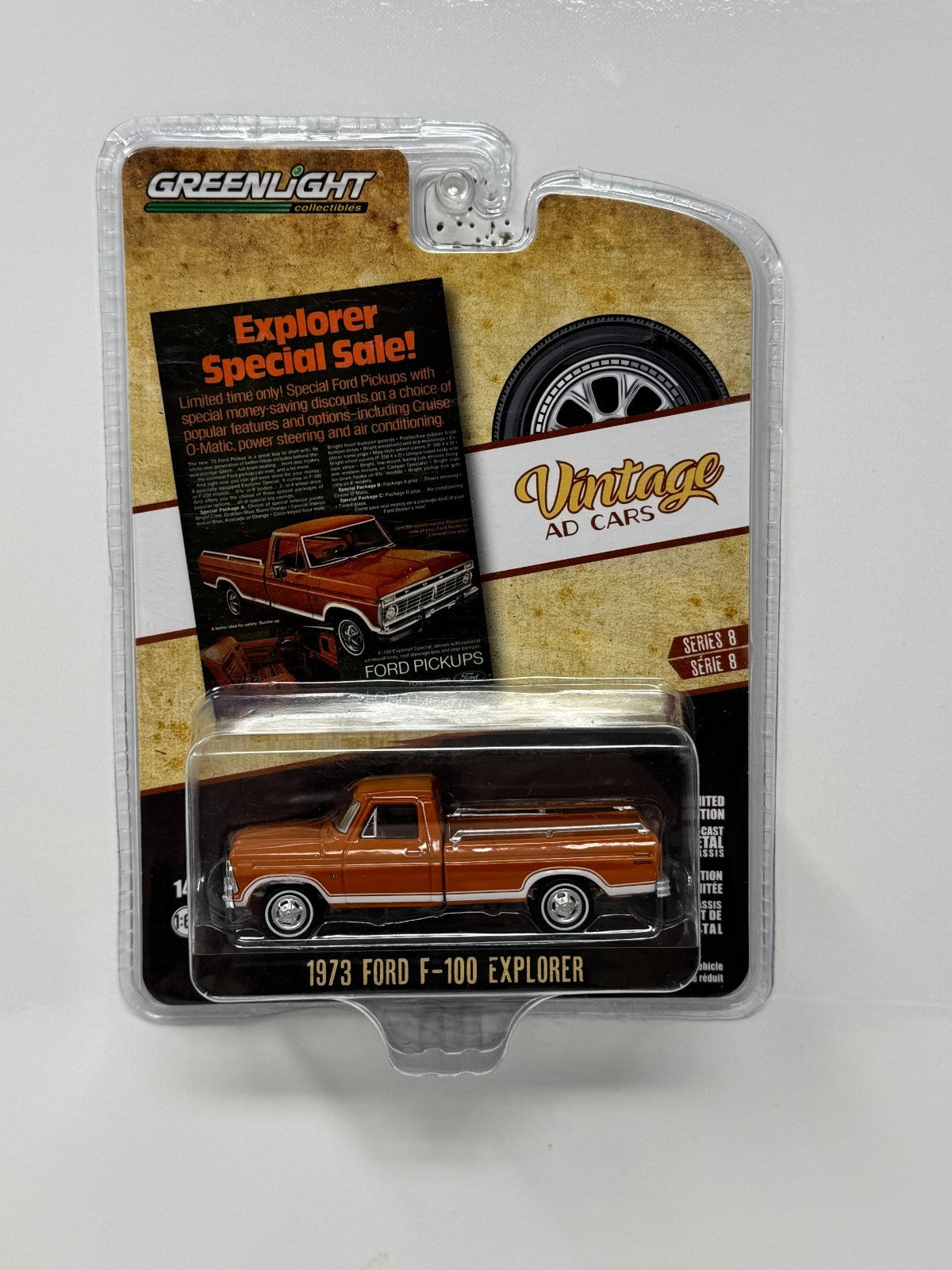 Greenlight Vintage Ad Cars 1973 Ford F-100 Explorer 1:64 Diecast