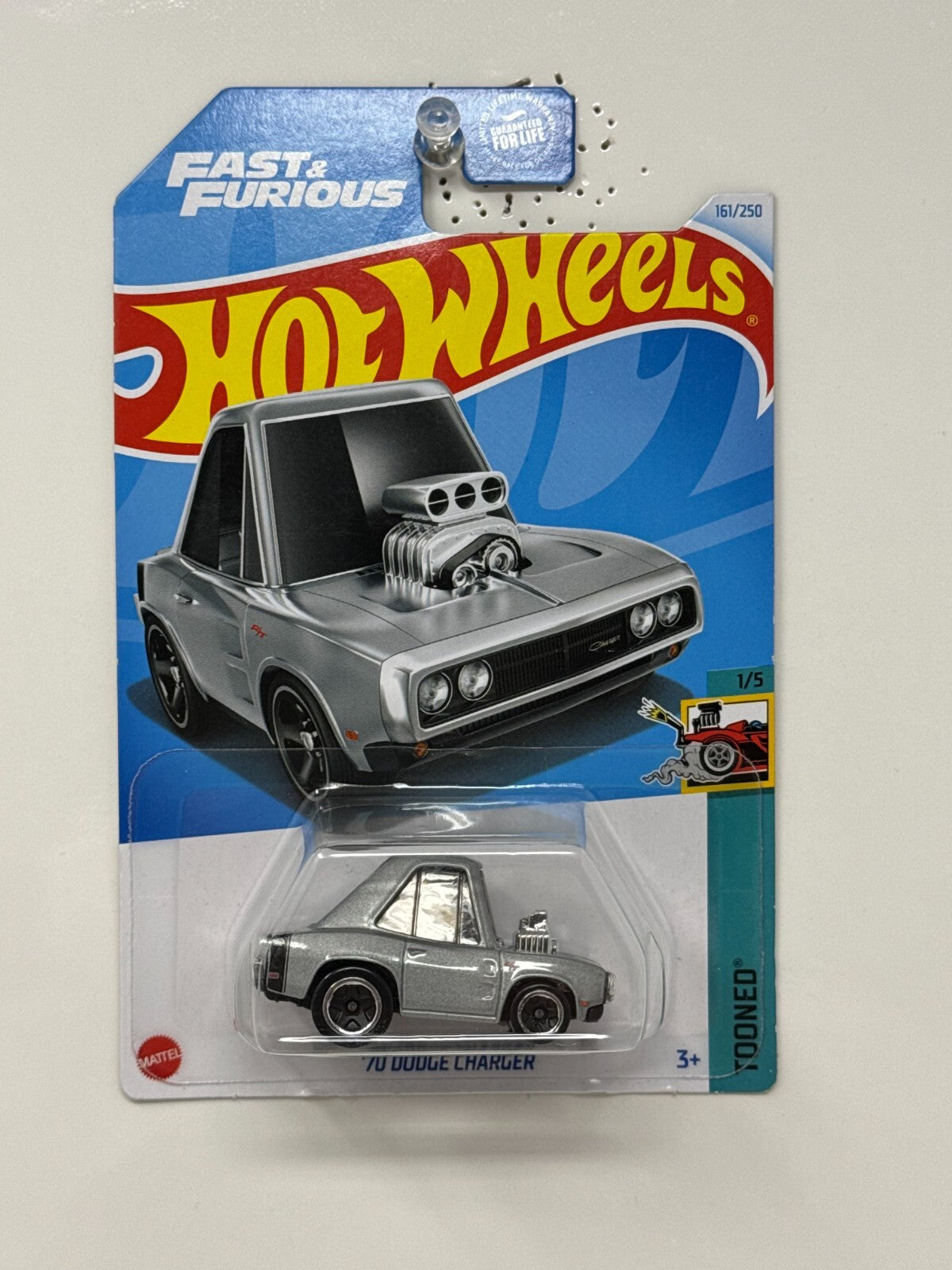 Hot Wheels Tooned 1970 Dodge Charger Fast & Furious Muscle Car 1:64 Diecast Gray