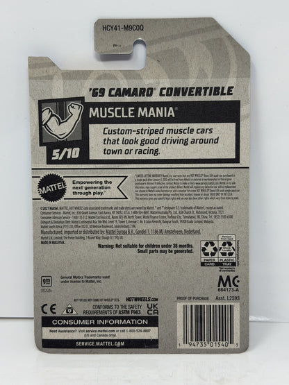 Hot Wheels ZAMAC Muscle Mania 1969 Camaro Convertible 1:64 Diecast