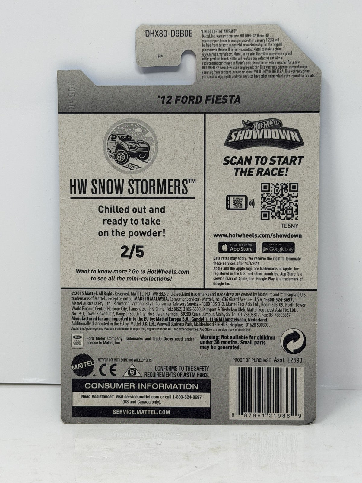 Hot Wheels ZAMAC HW Snow Stormers 2012 Ford Fiesta 1:64 Diecast