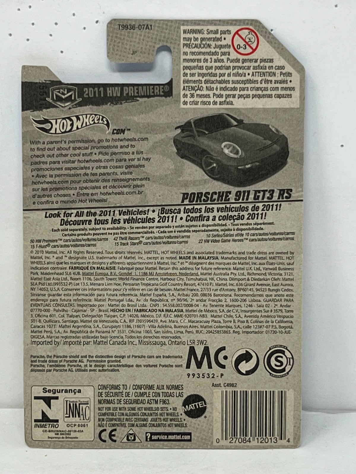 Hot Wheels 2011 HW Premiere Porsche 911 GT3 RS 1:64 Diecast