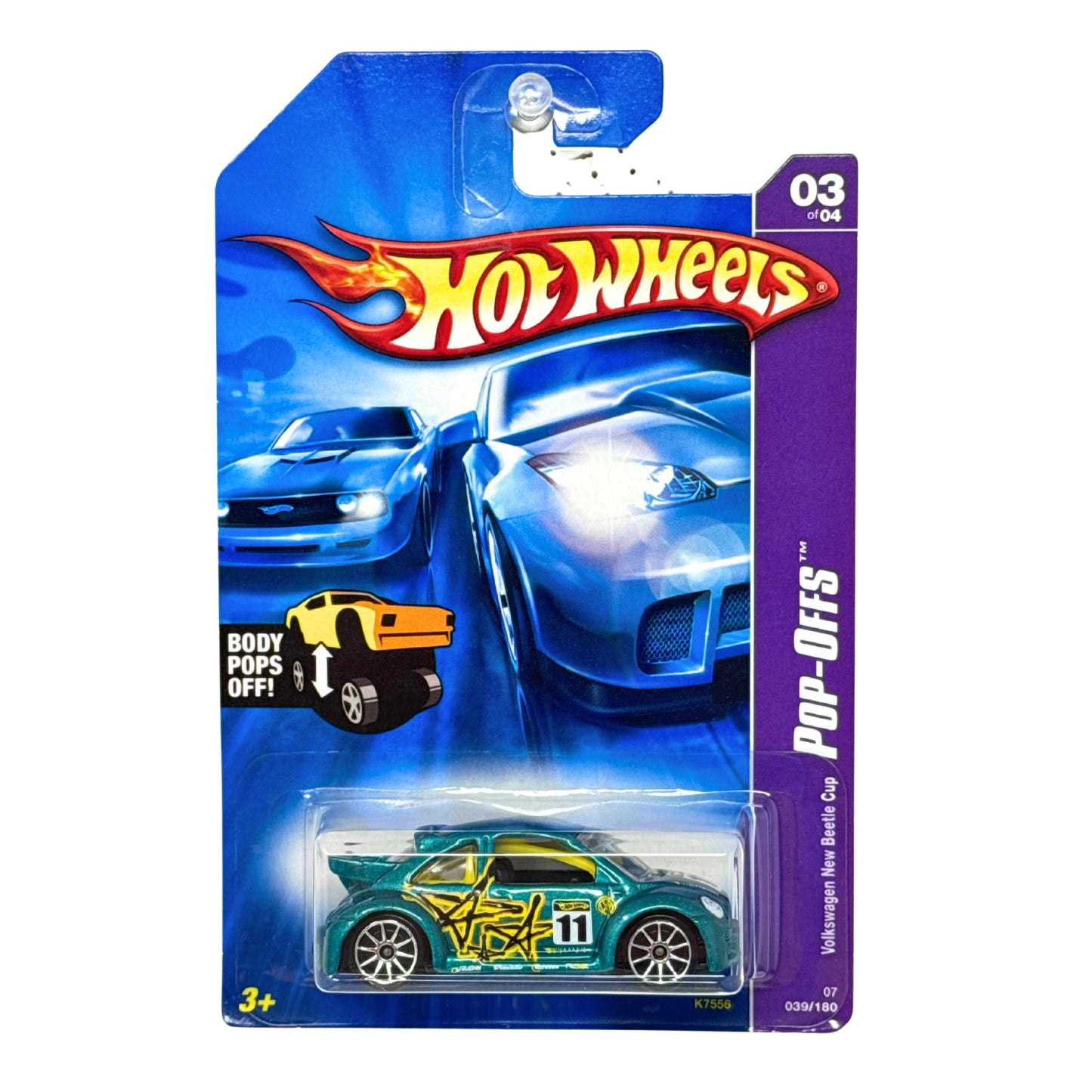Hot Wheels Pop-Offs Volkswagen New Beetle Cup 1:64 Diecast Silver Rims