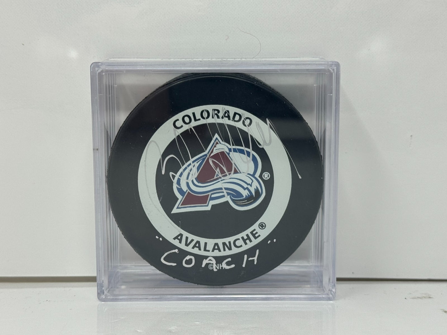 Bob Hartley Colorado Avalanche Signed NHL Autograph Puck Silver Auto