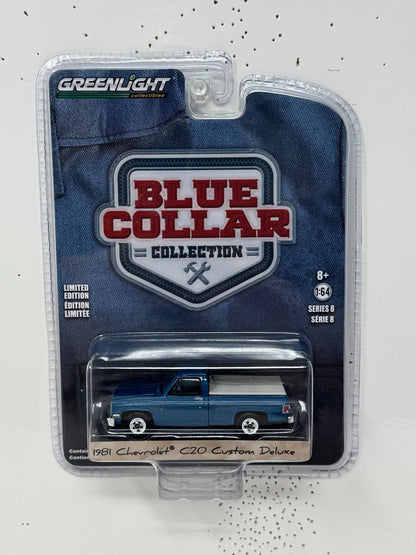 Greenlight Blue Collar 1981 Chevrolet C20 Custom Deluxe 1:64 Diecast