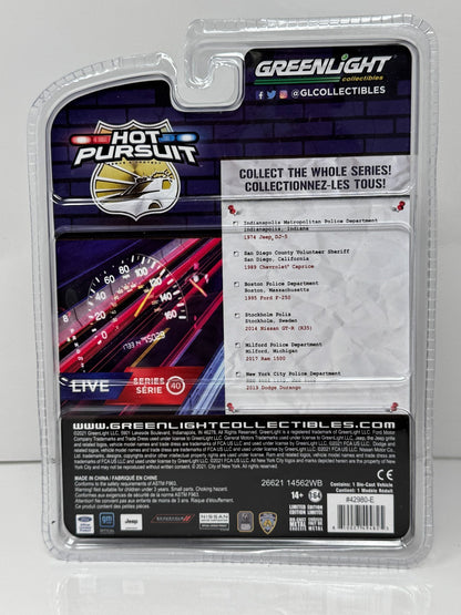 Greenlight Hot Pursuit 2017 Ram 1500 Milford Police Department 1:64 Diecast