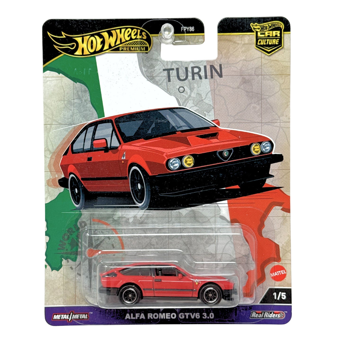 Hot Wheels Premium World Tour Alfa Romeo GTV6 3.0 Turin 1:64 Diecast