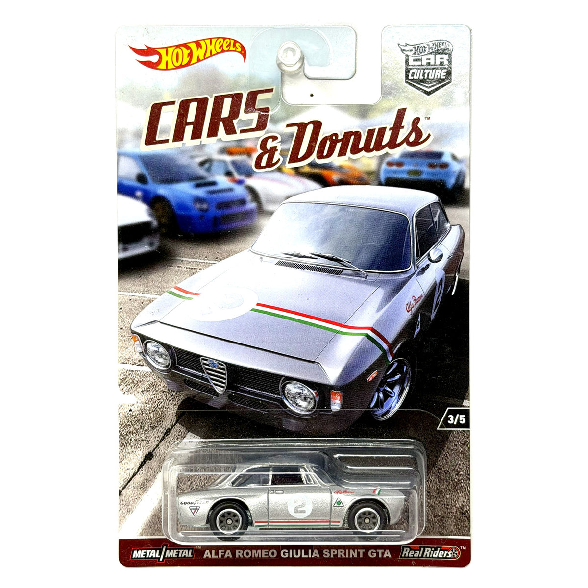 Hot Wheels Cars & Donuts Alfa Romeo Giulia Sprint GTA 1:64 Diecast Real Riders
