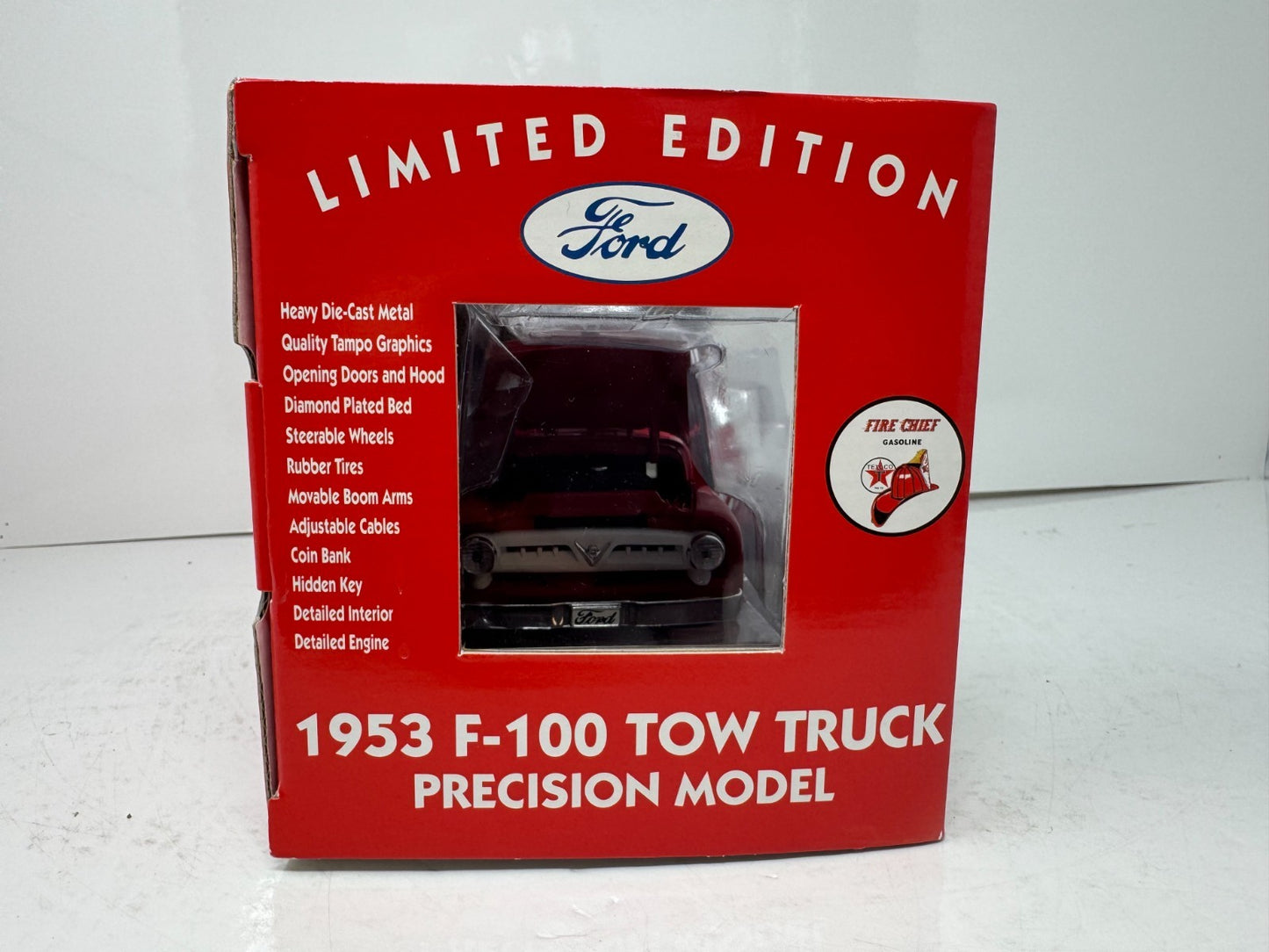 Gearbox Fire Chief Gasoline 1953 Ford F-100 Tow Truck 1:24 Diecast Coin Bank