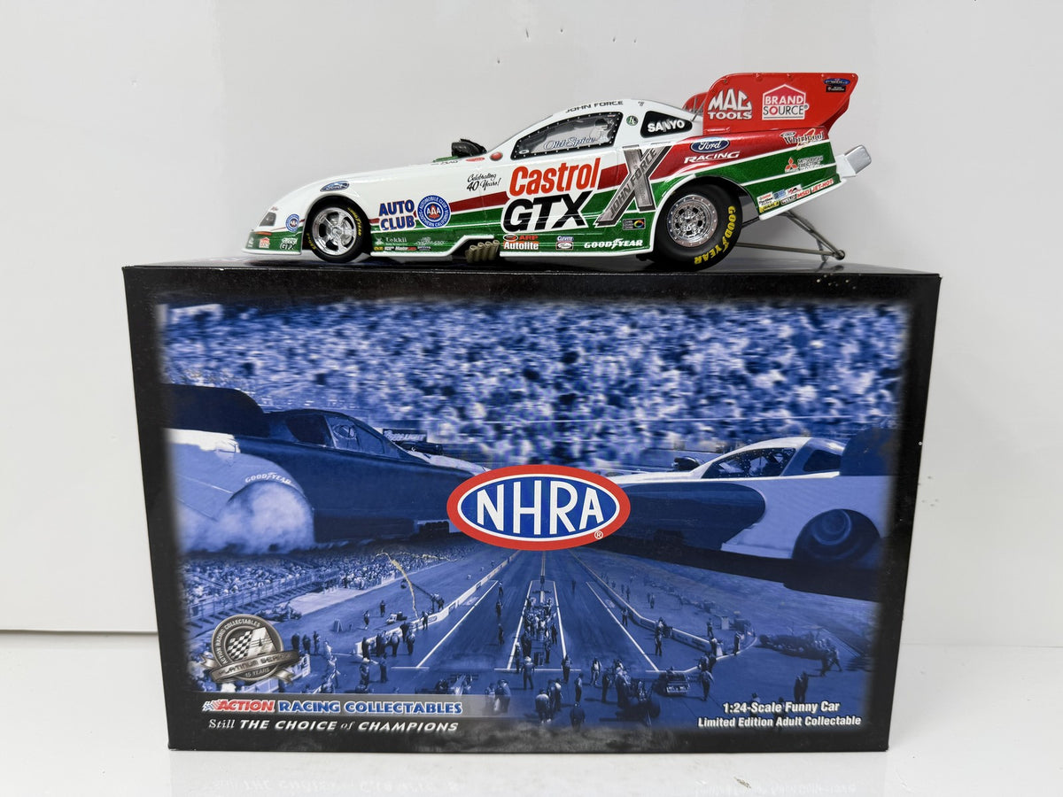 Action NHRA John Force Castrol Retro Ford Mustang Funny Car Liquid 1:24 Diecast