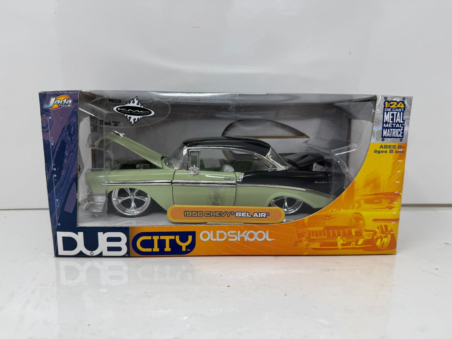 Jada Dub City Oldskool 1956 Chevy Bel Air 1:24 Diecast KMC Wheels 22 Inch DTS