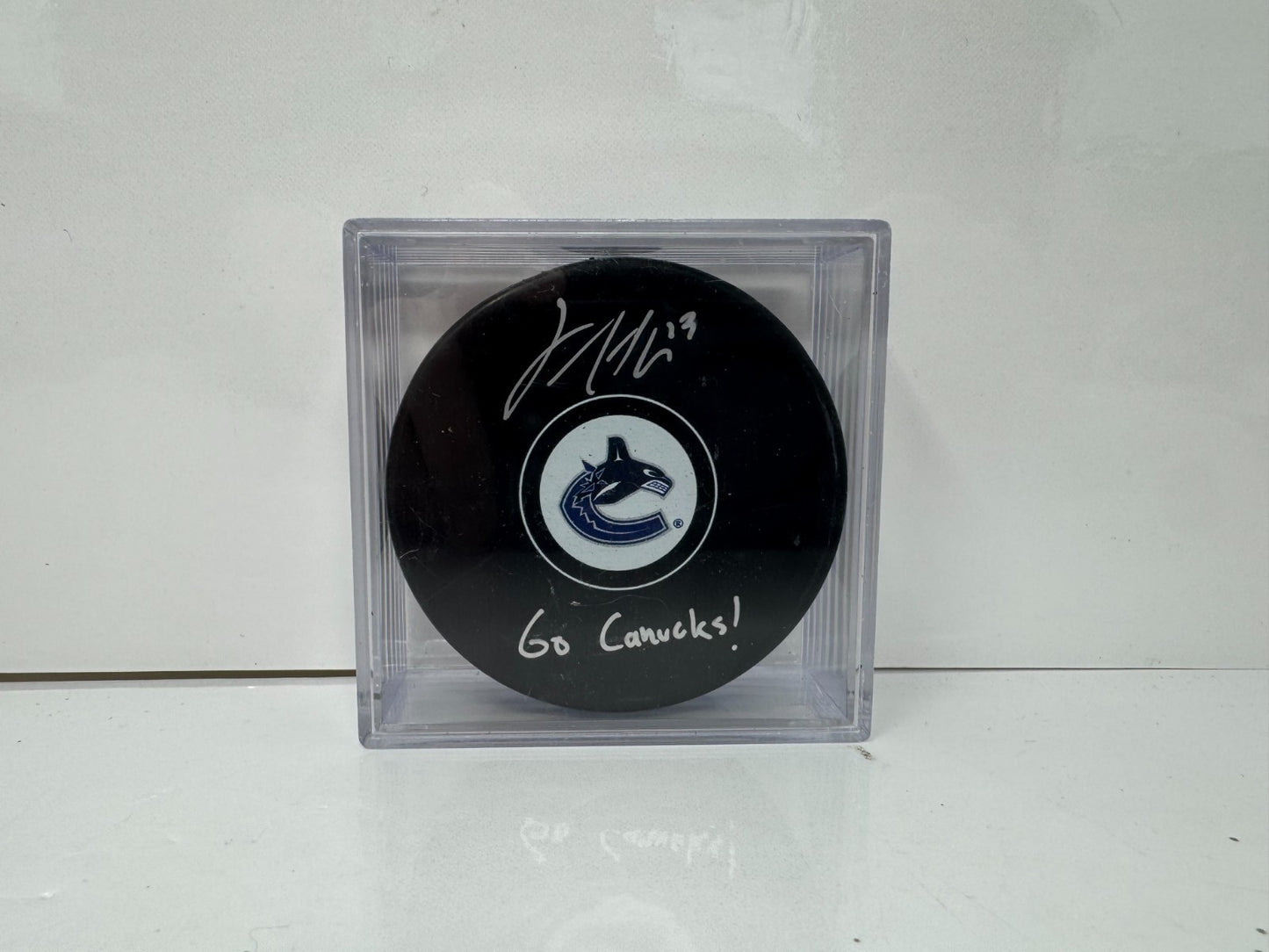 Jayce Hawryluk Vancouver Canucks Signed NHL Autograph Puck Silver Auto