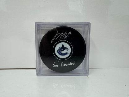 Jayce Hawryluk Vancouver Canucks Signed NHL Autograph Puck Silver Auto