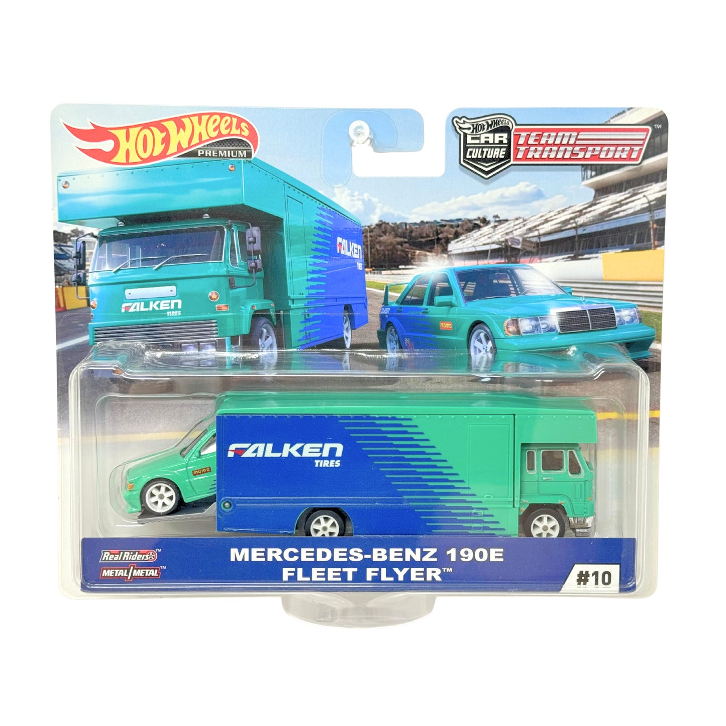 Hot Wheels Premium Team Transport #10 Mercedes-Benz 190E & Hauler 1:64 Diecast