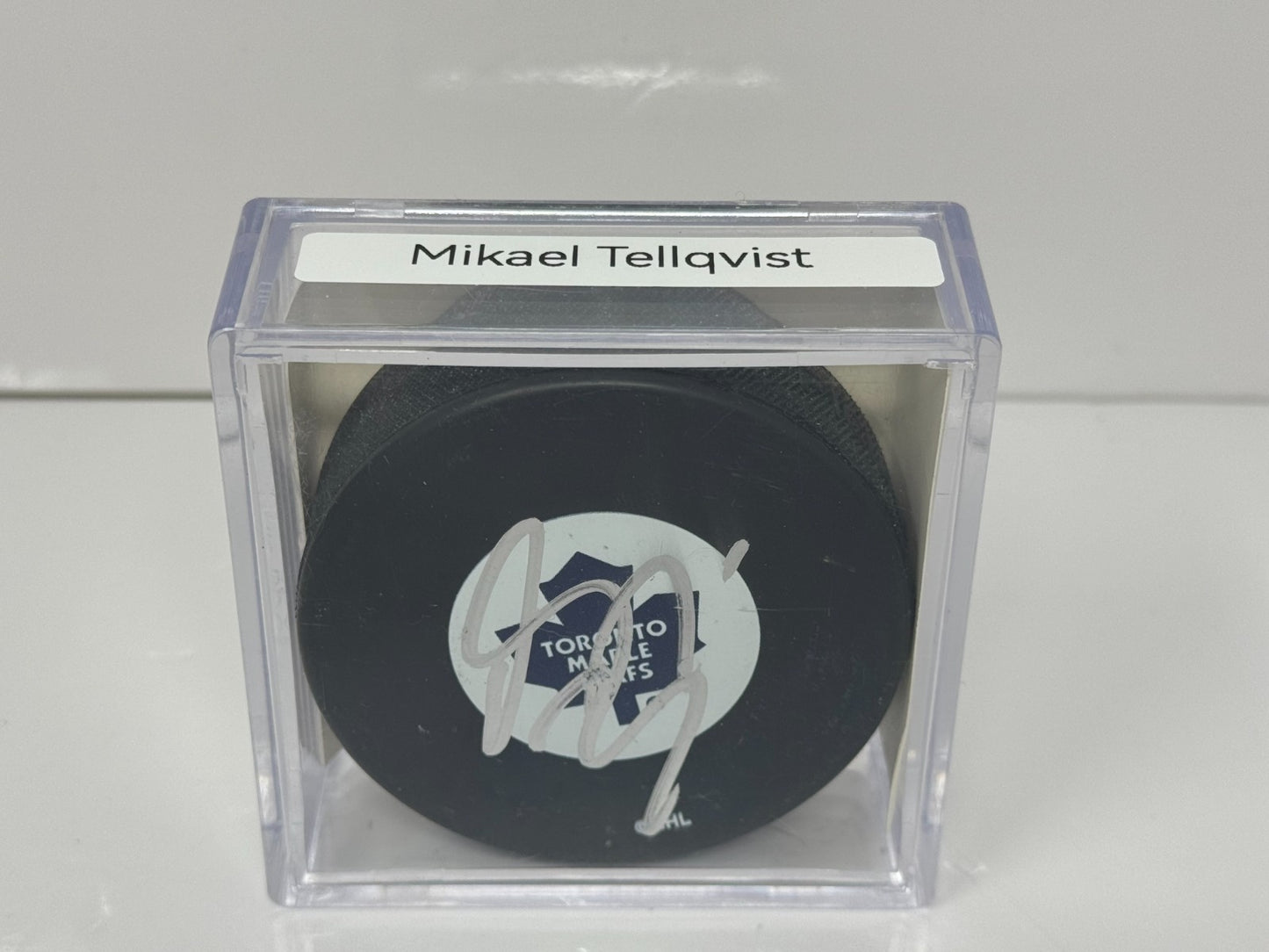 Mikael Tellqvist Toronto Maple Leafs Signed NHL Autograph Puck Silver Auto