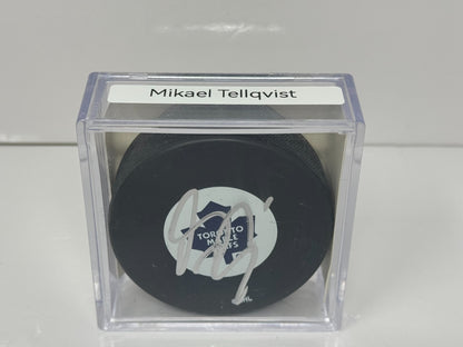 Mikael Tellqvist Toronto Maple Leafs Signed NHL Autograph Puck Silver Auto