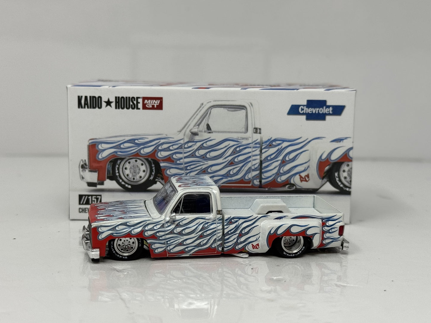 Kaido House MINI GT Chevrolet Silverado Dually On Fire V2 1:64 Diecast
