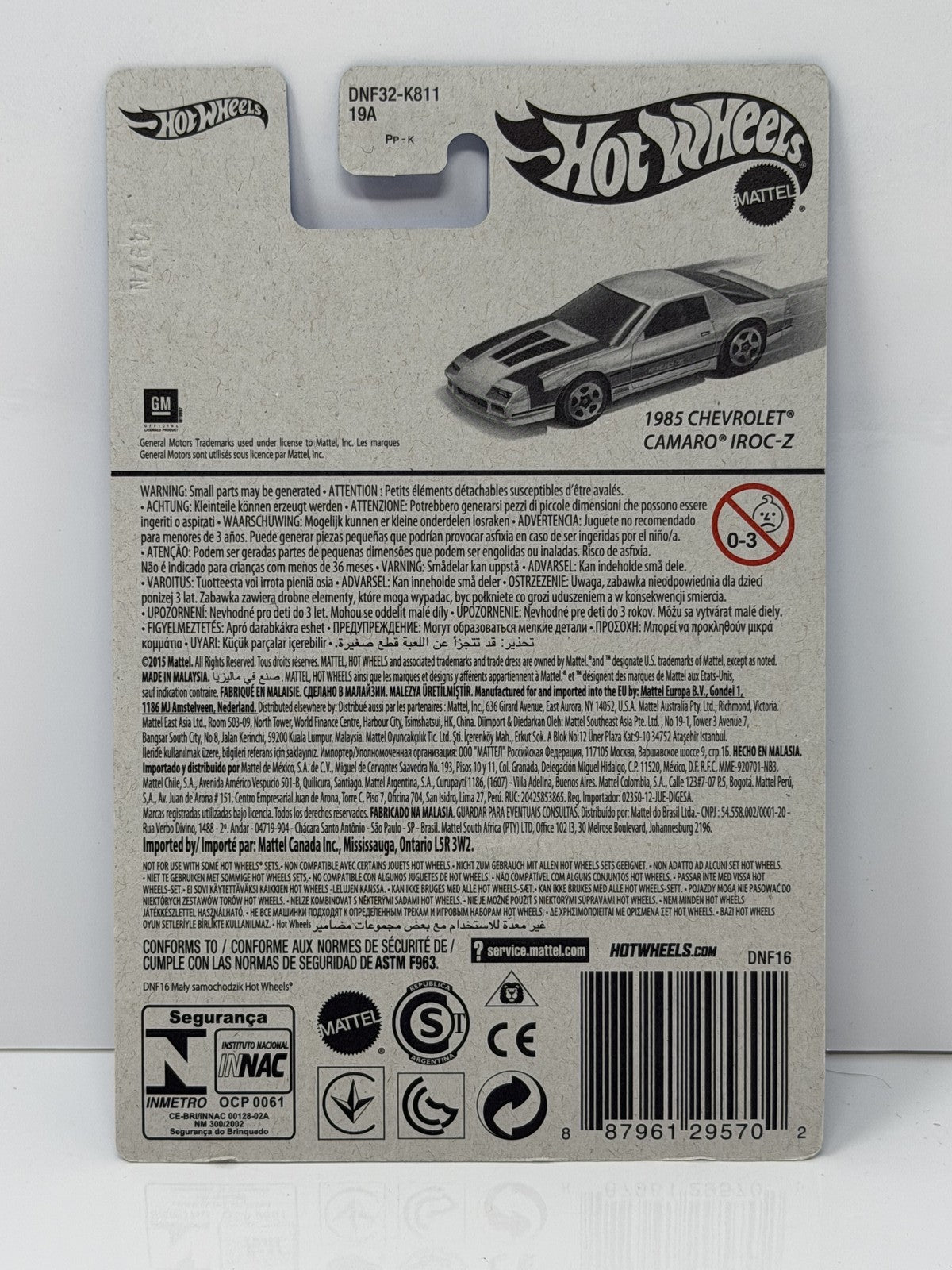 Hot Wheels Target Exclusive 1985 Chevrolet Camaro IROC-Z 1:64 Diecast White