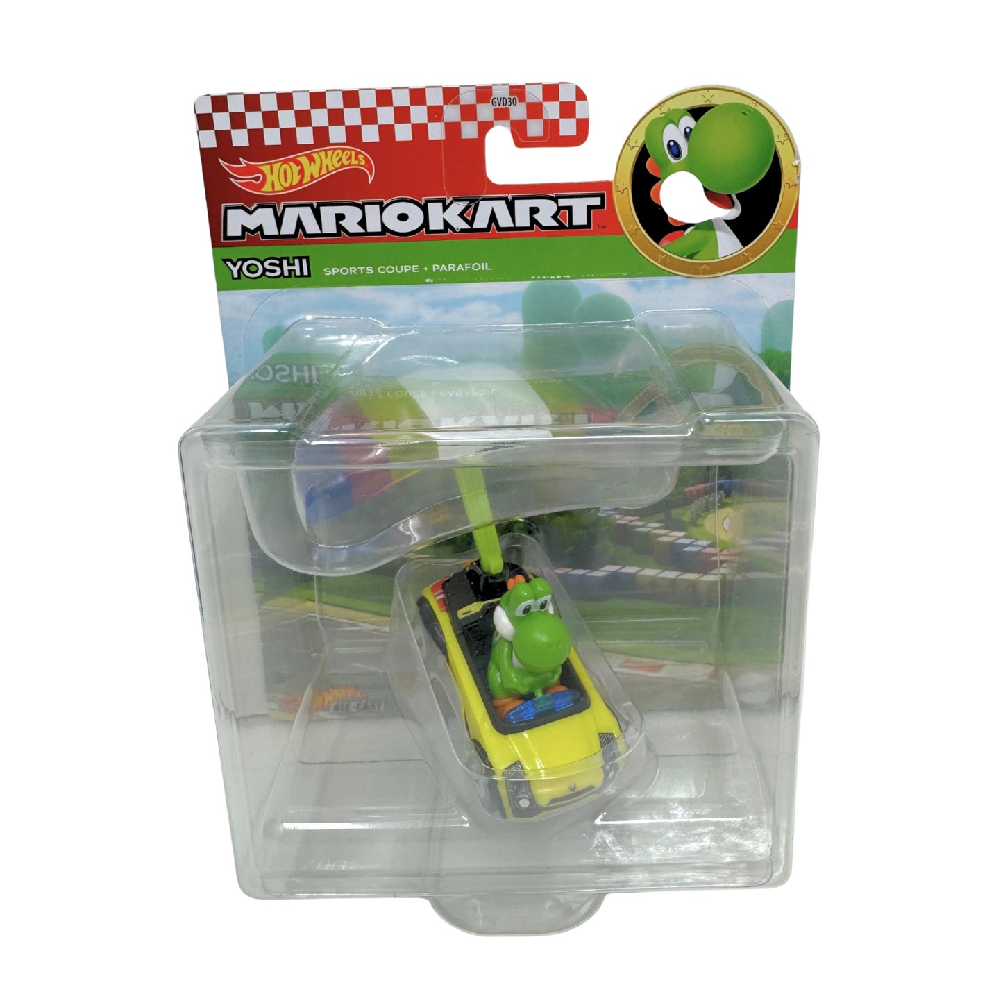 Hot Wheels Mario Kart Yoshi Sports Coupe Parafoil 1:64 Diecast