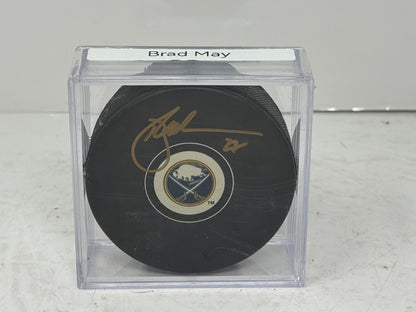 Brad May Buffalo Sabres Signed NHL Autograph Puck Gold Auto