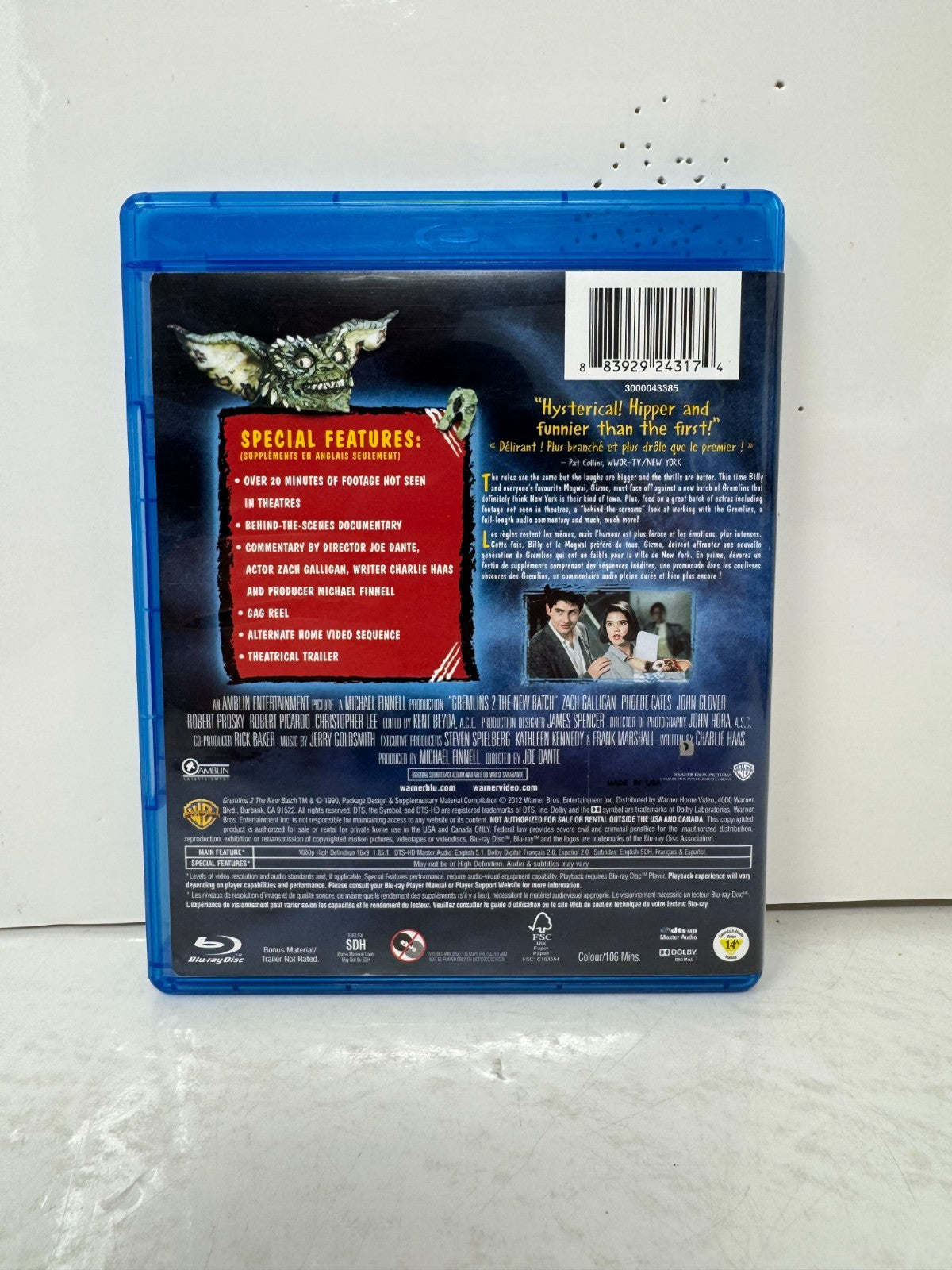 Gremlins 2: The New Batch (Blu-ray) Zach Galligan Comedy Good Condition!!!