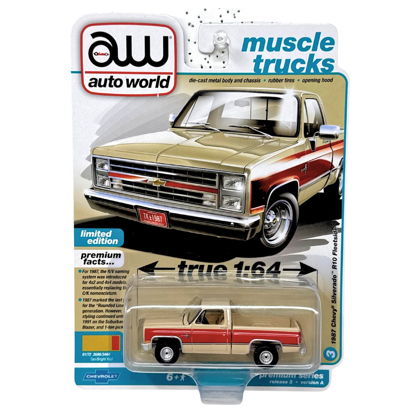 Auto World Muscle Trucks 1987 Chevy Silverado R10 Fleetside 1:64 Diecast