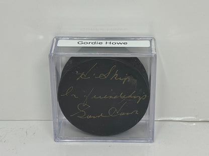 Gordie Howe Signed NHL Autograph Puck Gold Auto