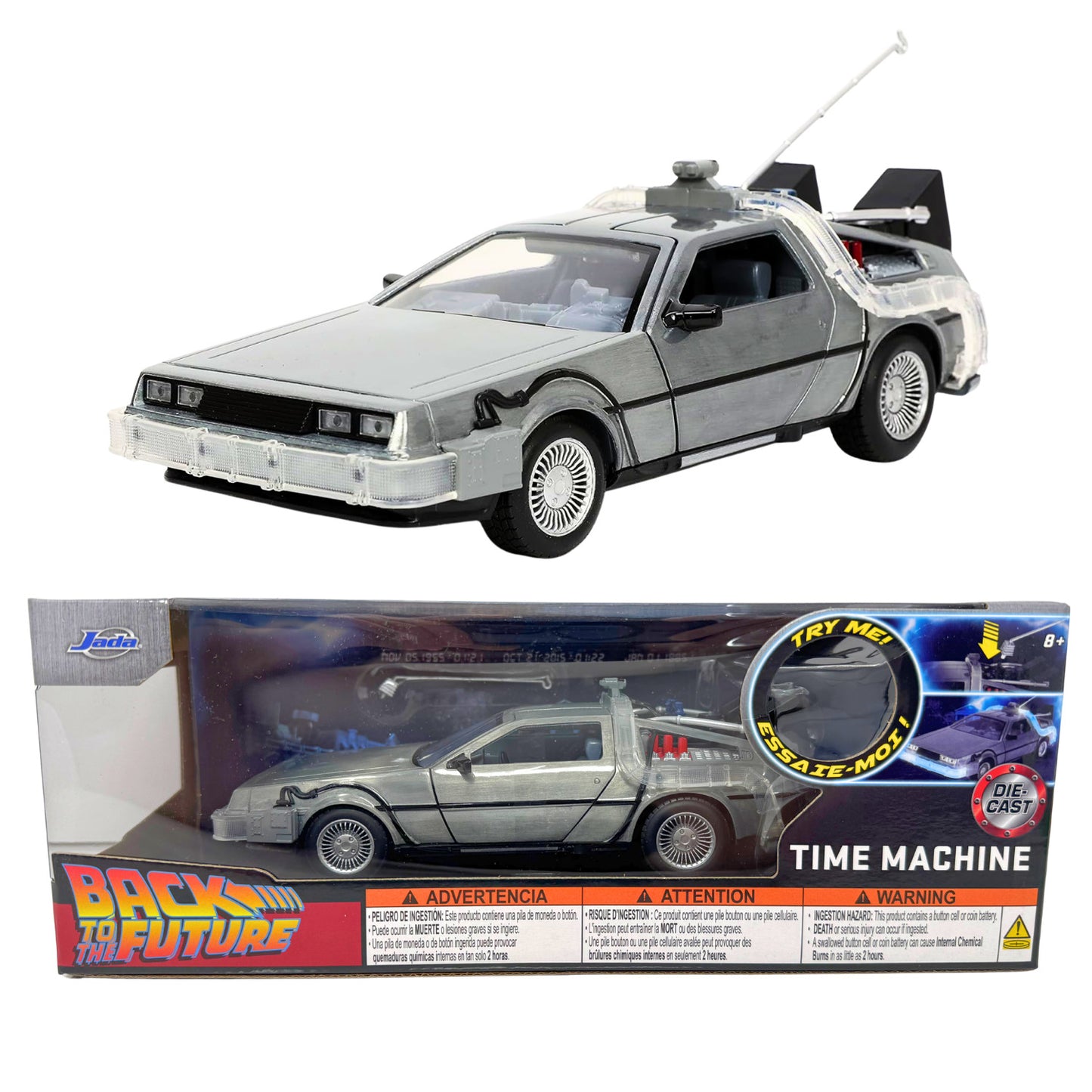 Jada Back to the Future Time Machine DeLorean w/ Lights 1:24 Diecast