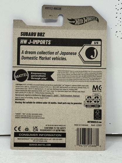 Hot Wheels HW J-Imports Subaru Brz ZAMAC 1:64 Diecast