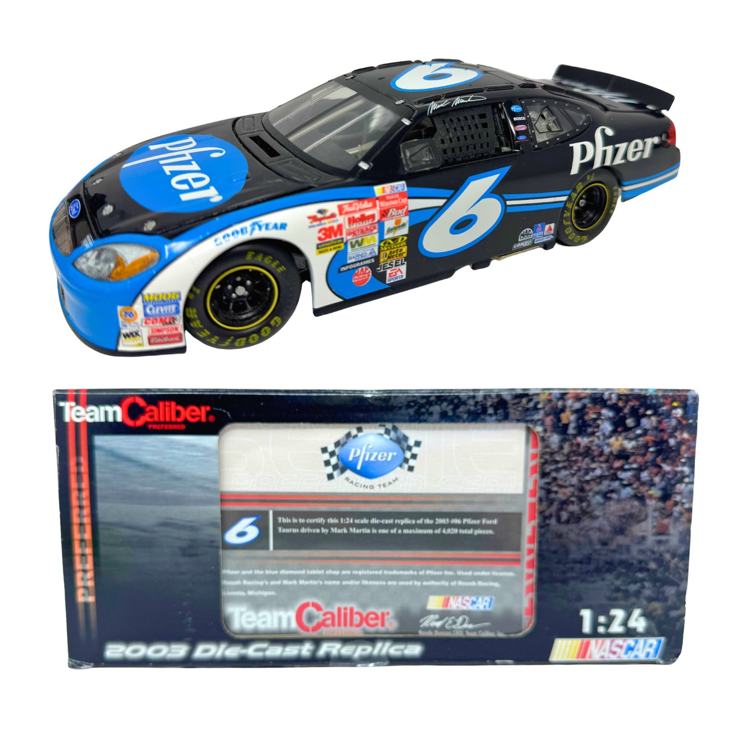 Team Caliber NASCAR Mark Martin #6 Pfizer 2003 Ford Taurus 1:24 Diecast