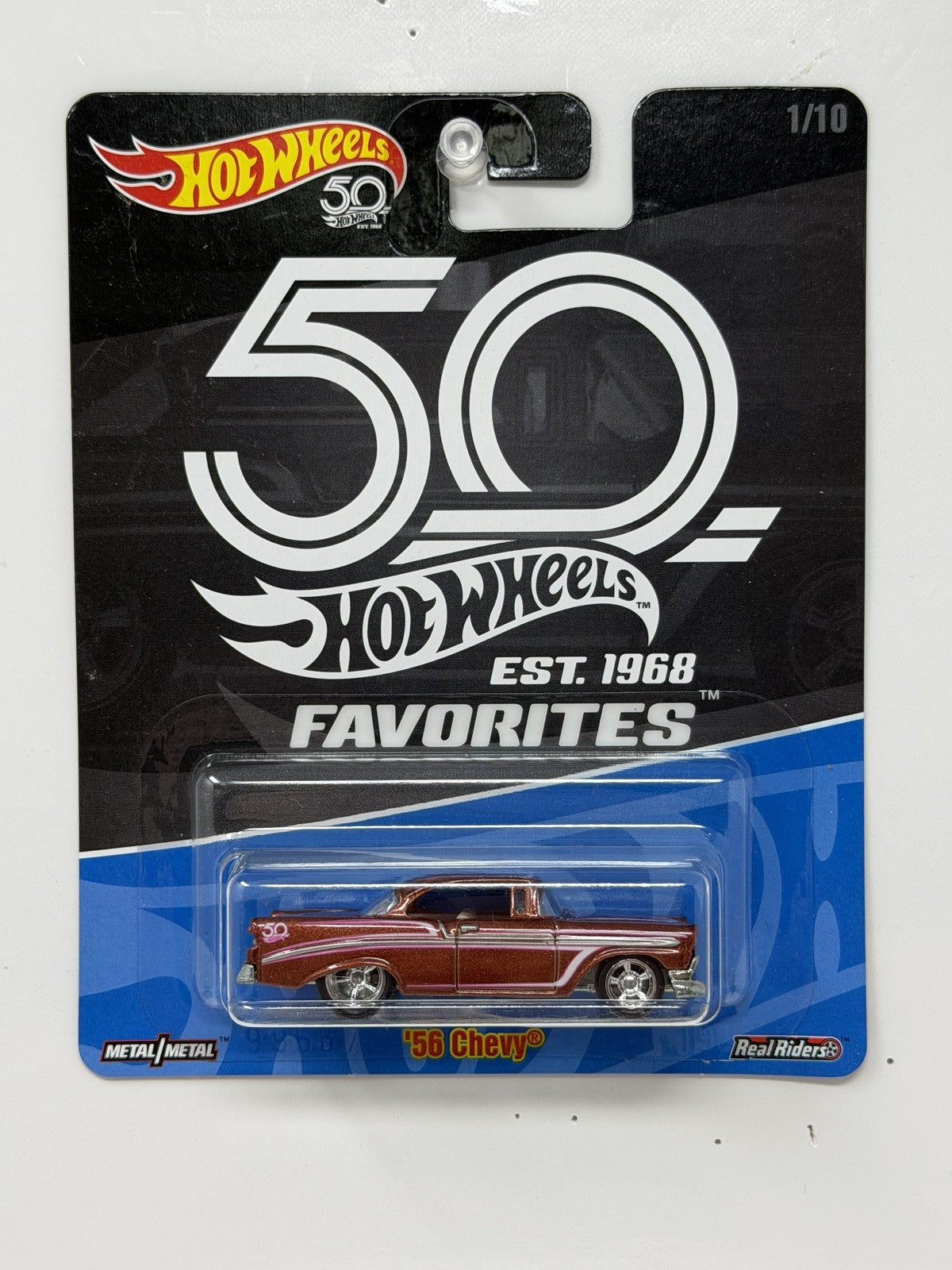 Hot Wheels 50th Favorites 1956 Chevrolet 1:64 Diecast Real Riders