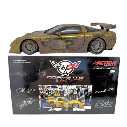 Action Racing #2 Ron Fellows GM 2001 Corvette C5R RACED VERSION 1:18 Diecast