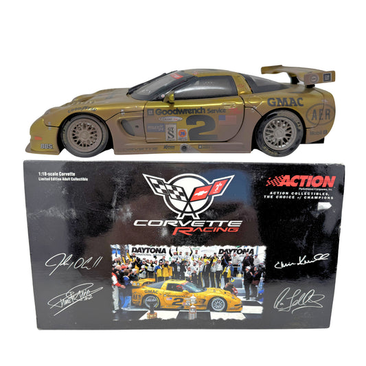 Action Racing #2 Ron Fellows GM 2001 Corvette C5R RACED VERSION 1:18 Diecast