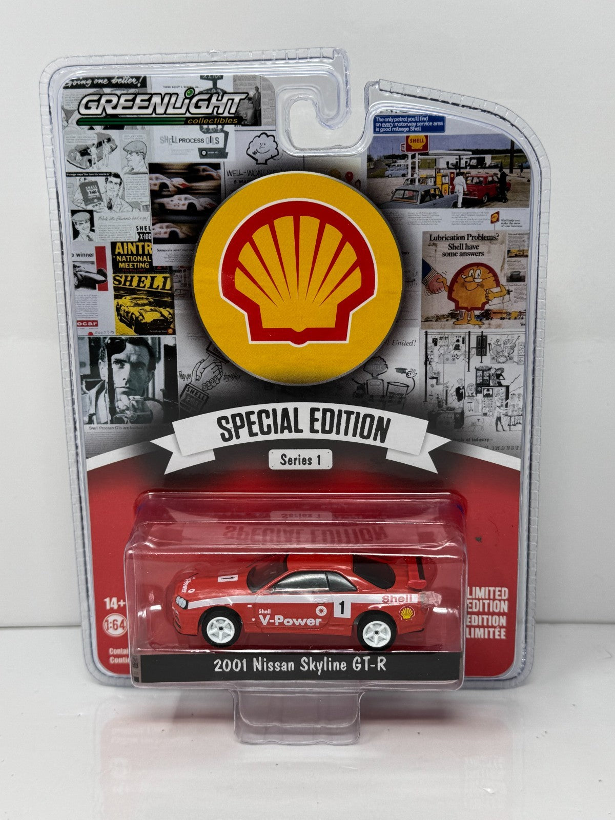Greenlight Special Edition 2001 Nissan Skyline GT-R Shell V-Power 1:64 Diecast