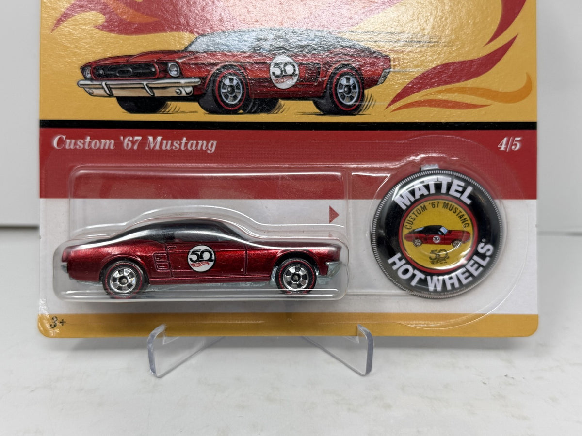 Hot Wheels 50th Anniversary Custom 1967 Ford Mustang 1:64 Diecast w/ Button