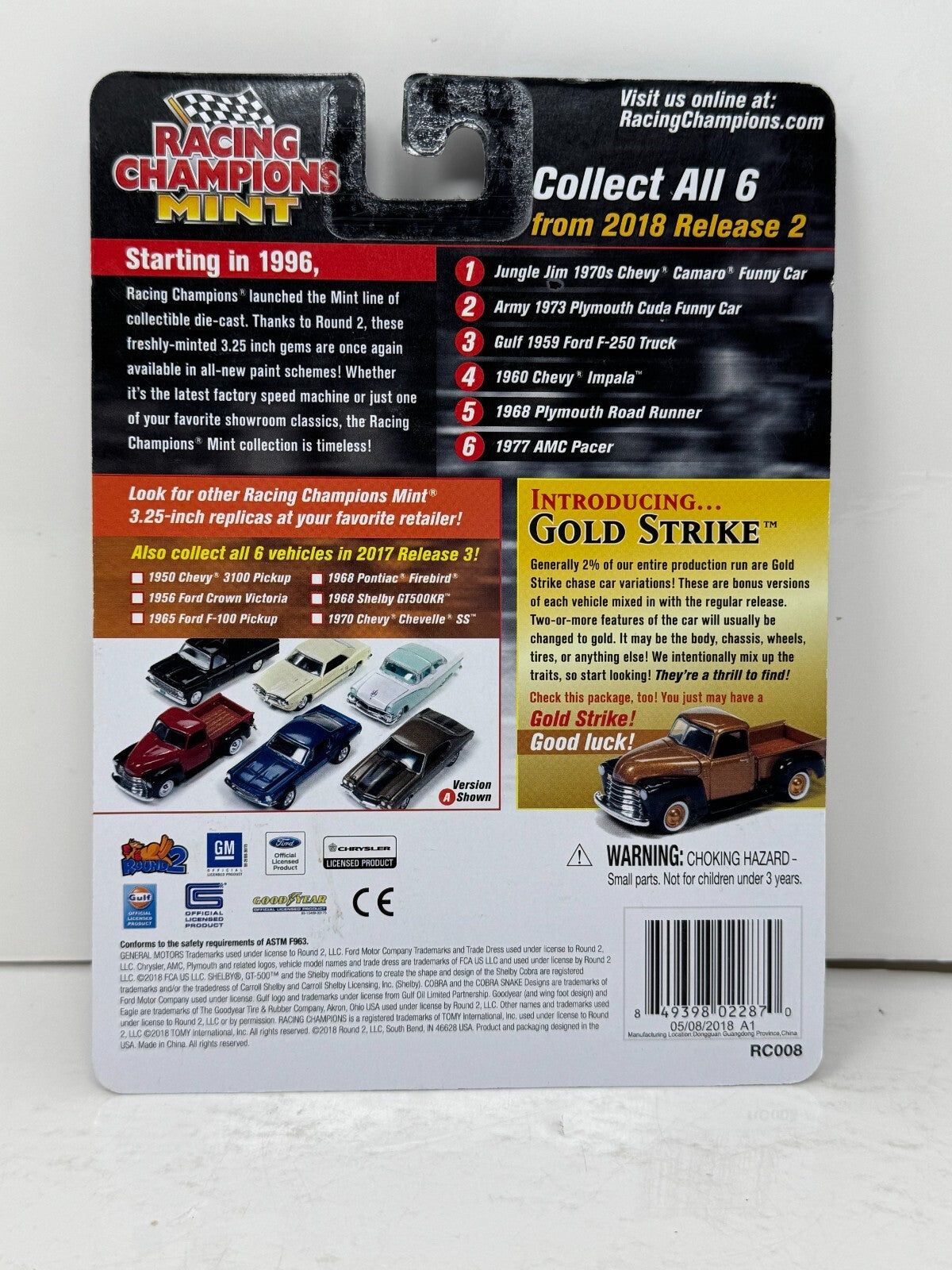 Racing Champions Mint Jungle Jim 1970s Chevy Camaro Funny Car 1:64 Diecast