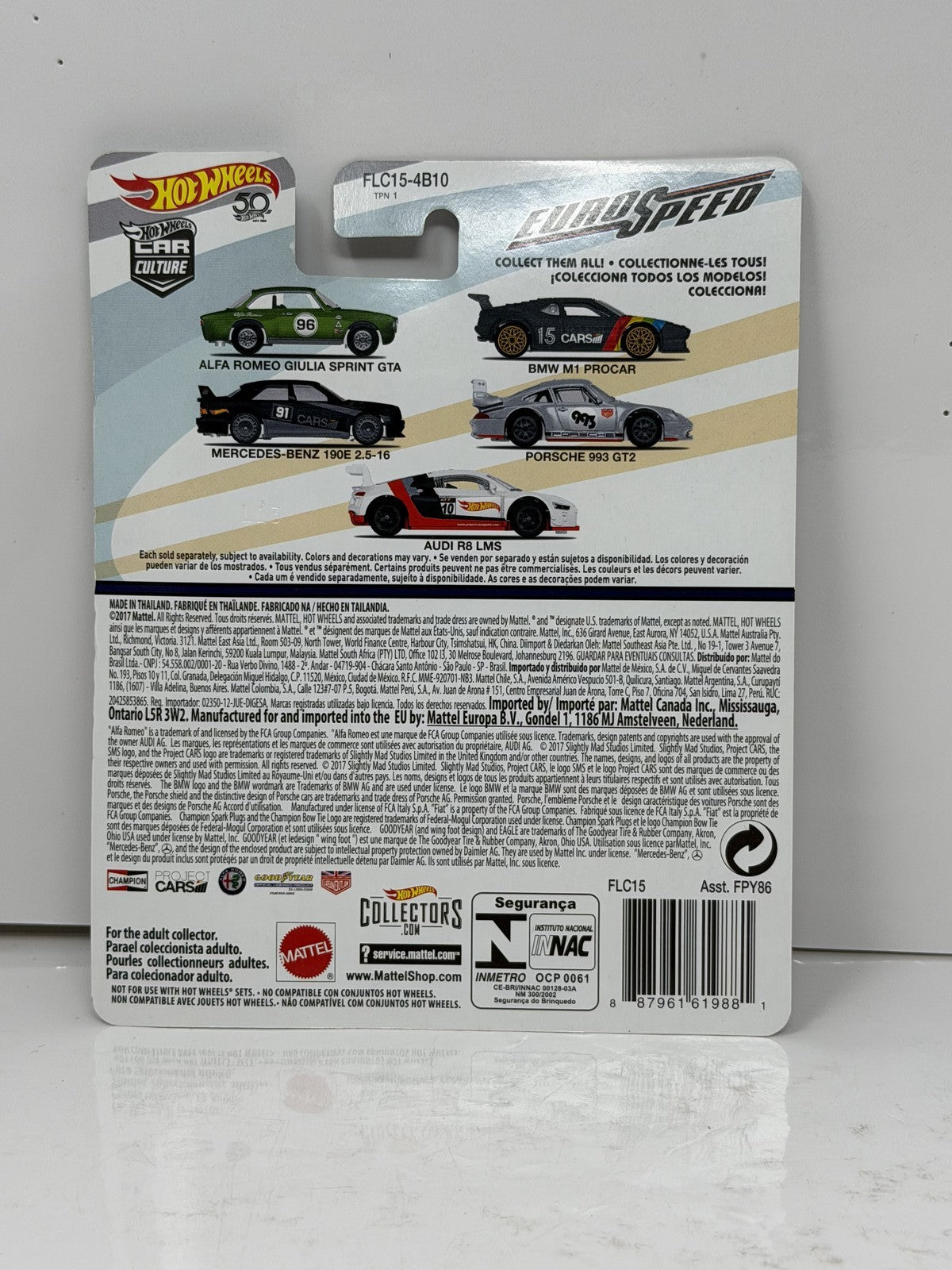 Hot Wheels Euro Speed Project CARS 2 Audi R8 LMS 1:64 Diecast Real Riders