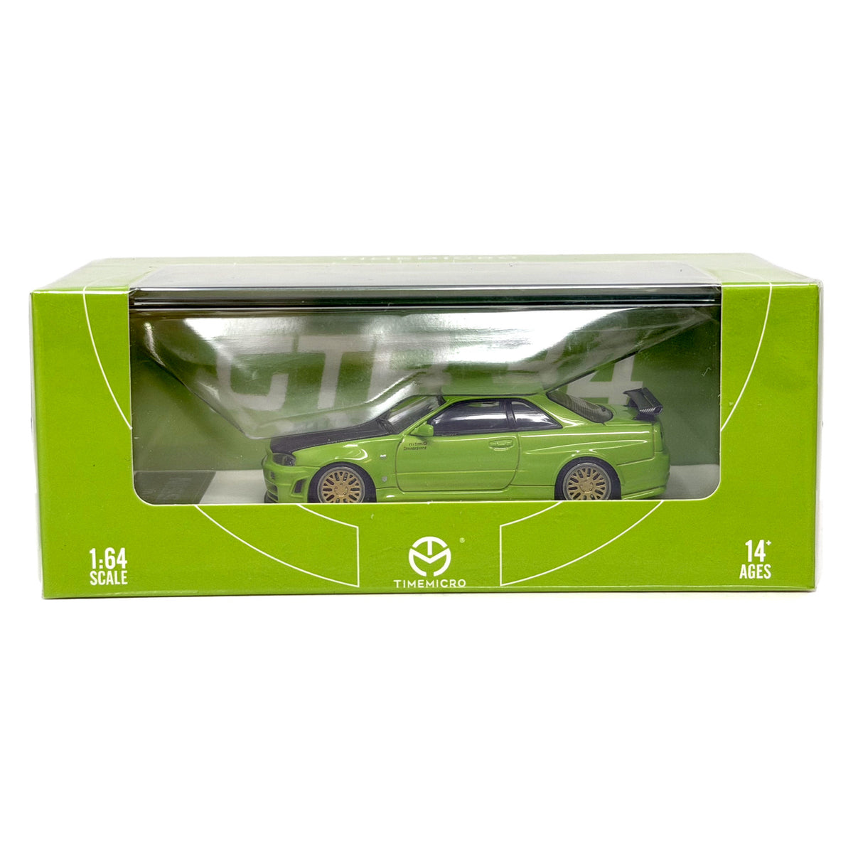 Time Micro Nissan Skyline GT-R R34 Green Carbon 1:64 Diecast