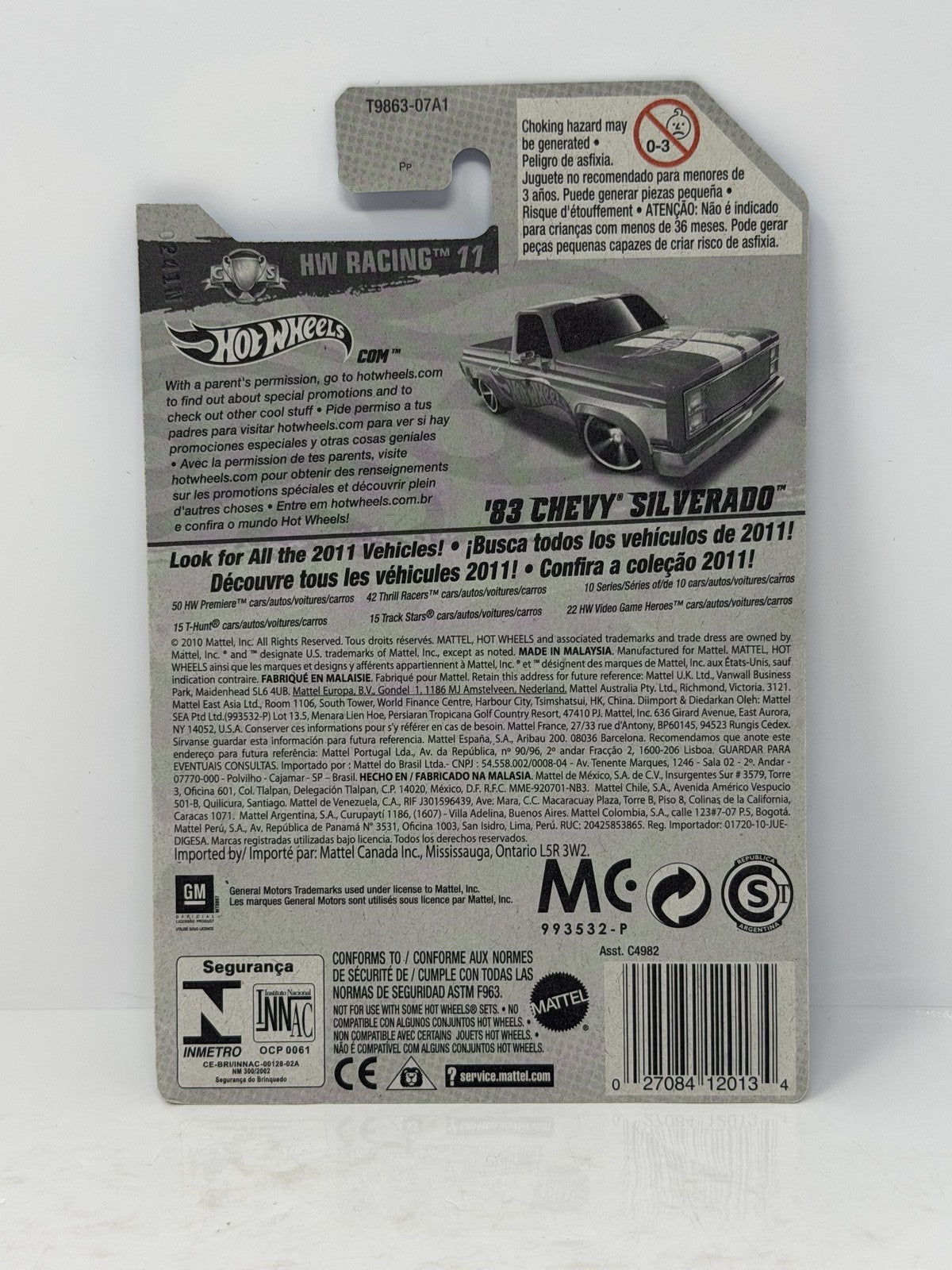 Hot Wheels HW Racing 2011 1983 Chevy Silverado 1:64 Diecast Blue