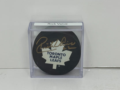 Rick Vaive Toronto Maple Leafs Signed NHL Autograph Puck Gold Auto COA Universal