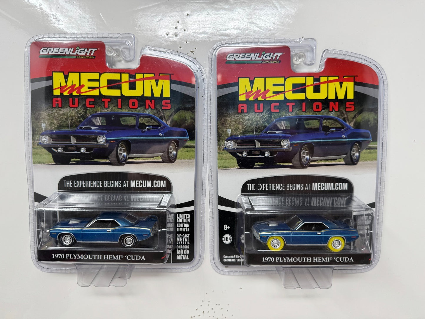 Greenlight 1970 Plymouth HEMI Cuda Mecum Auctions YELLOW WHEELS 1:64 Diecast