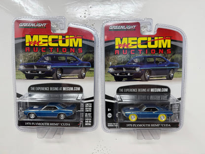 Greenlight 1970 Plymouth HEMI Cuda Mecum Auctions YELLOW WHEELS 1:64 Diecast