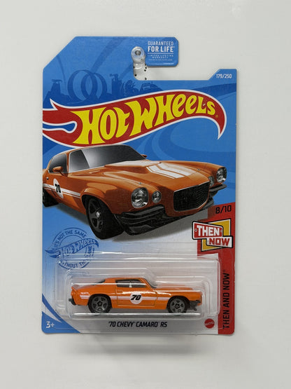 Hot Wheels Then and Now 1970 Chevrolet Camaro RS 1:64 Diecast Orange USA Card