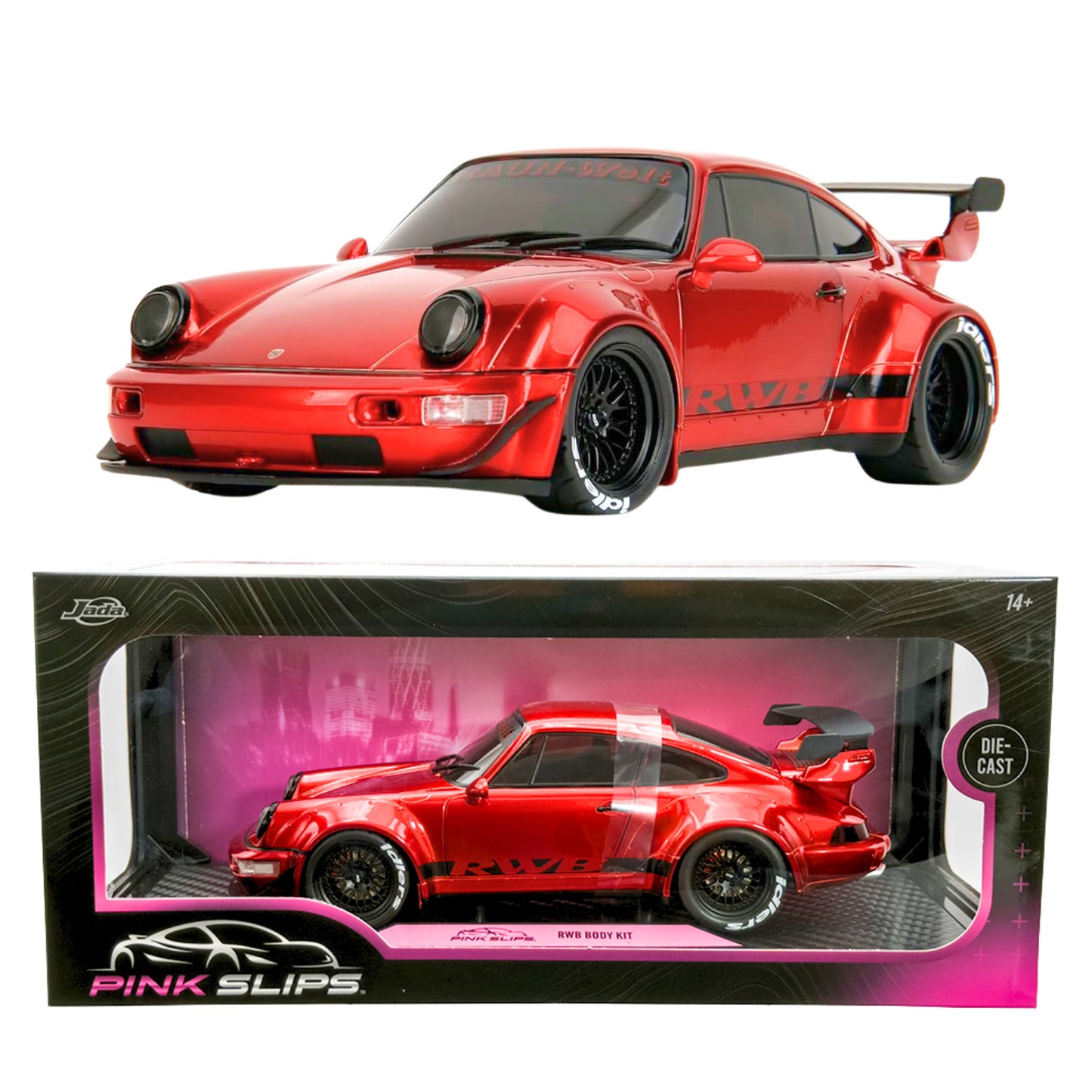 Jada Pink Slips Porsche 911 RWB Body Kit Red Chrome 1:18 Diecast