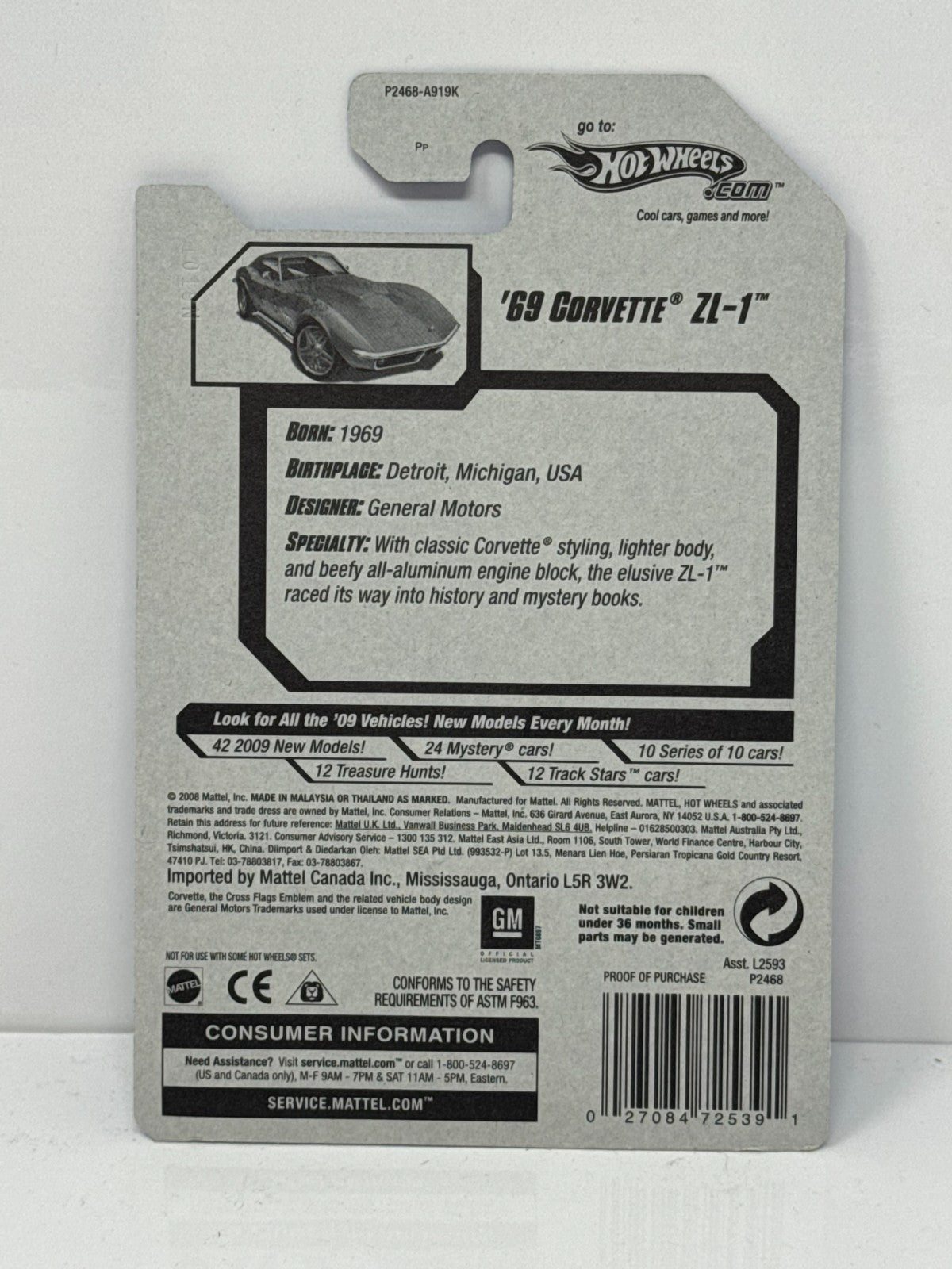 Hot Wheels Dream Garage 1969 Chevy Corvette ZL-1 1:64 Diecast Factory Sealed