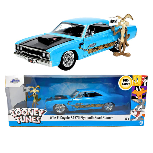 Jada Toys Looney Tunes Wile E. Coyote 1970 Plymouth Road Runner 1:24 Diecast