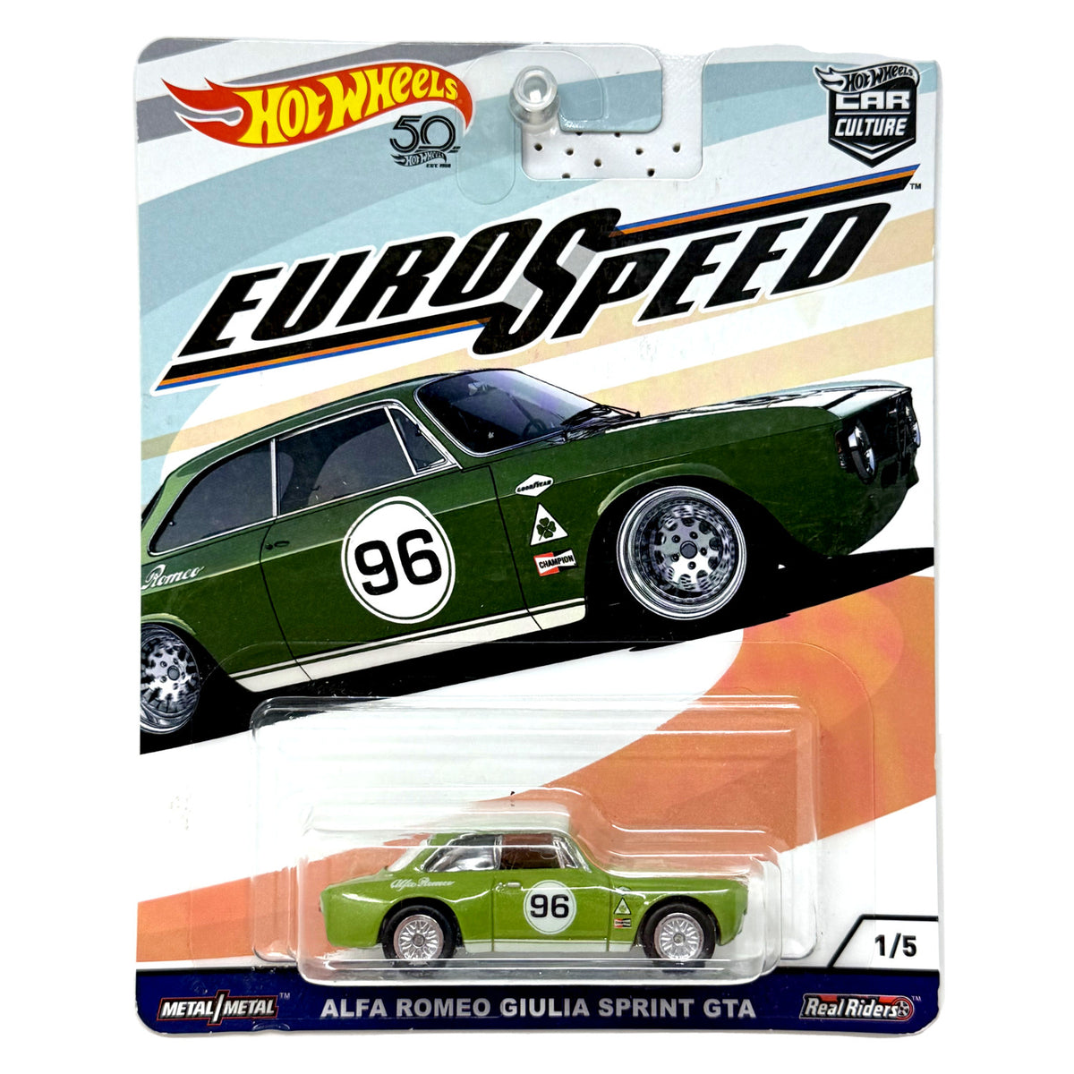 Hot Wheels Euro Speed Alfa Romeo Giulia Sprint GTA 1:64 Diecast Real Riders