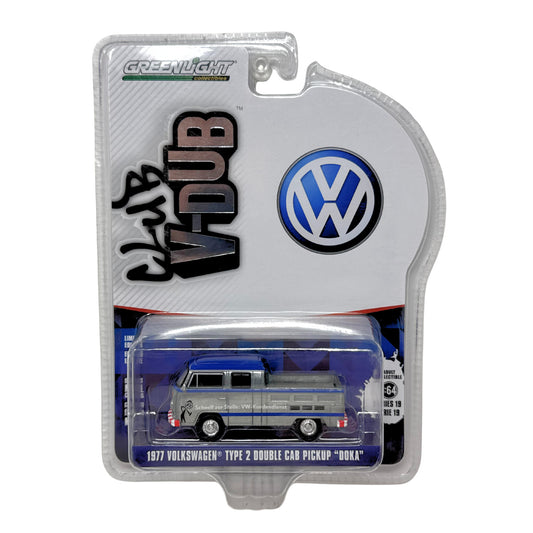 GreenLight 1977 Volkswagen Type 2 Double Cab Pickup DOKA RAW CHASE 1:64 Diecast
