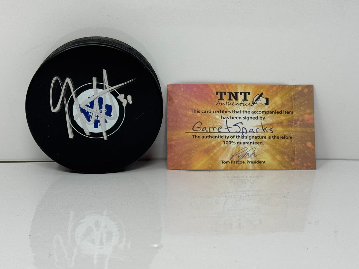 Garret Sparks Toronto Maple Leafs Signed NHL Autograph Puck Silver Auto