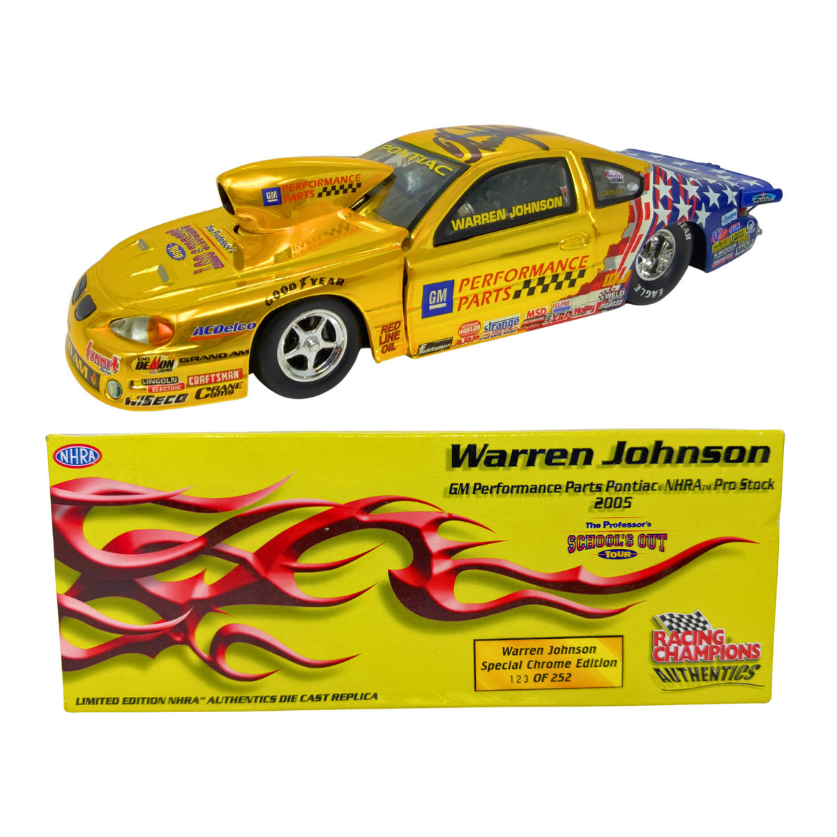 Racing Champions NHRA Warren Johnson Pontiac Pro Stock Chrome 1:24 Diecast AUTO