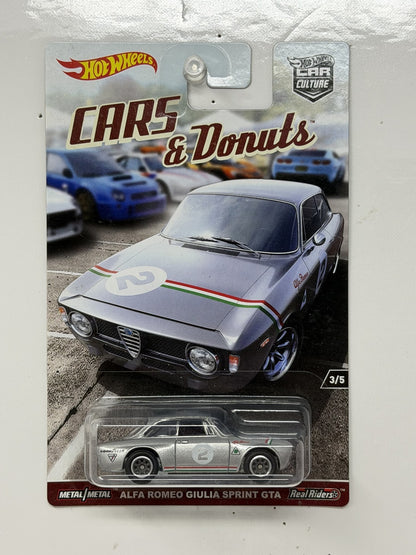 Hot Wheels Cars & Donuts Alfa Romeo Giulia Sprint GTA 1:64 Diecast Real Riders